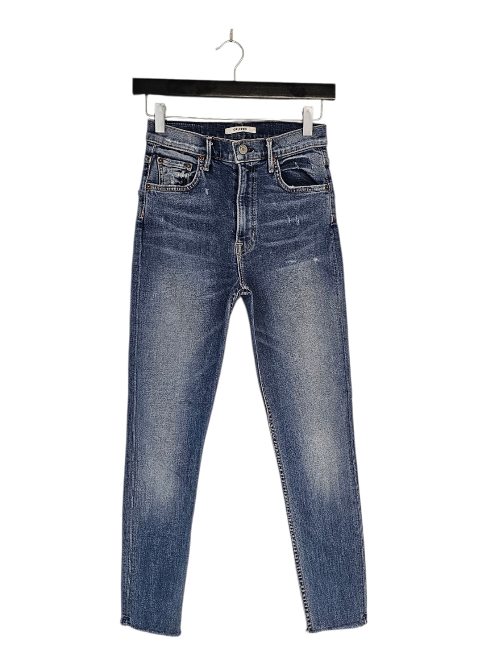 GRLFRND Kendall High Rise Skinny Distressed Fray Ankle Blue Jeans 26 Preowned